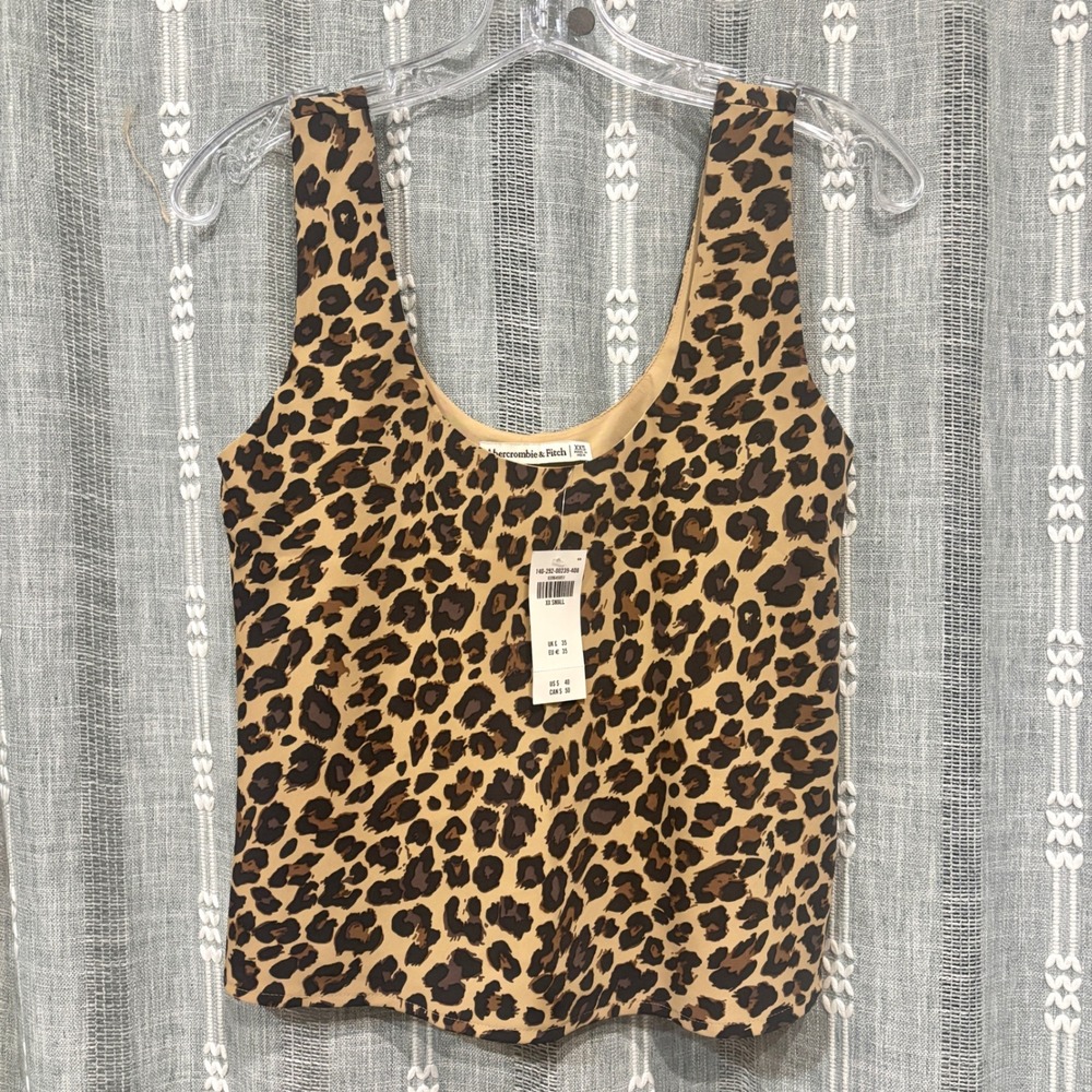 NWT Abercrombie & Fitch Leopard Print Sleeveless Top Shirt Tank XXS
